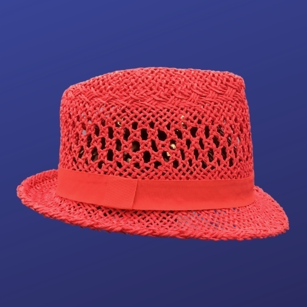 Target Women’s FEDORA 100% Straw Hat, Open Weave, HOT PINK, One Size, NWOT